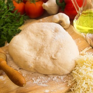 pizza dough and ingredients