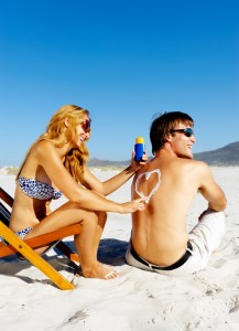 suncare beach couple